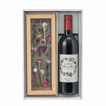 Sense of Nature　お酒と花のギフトセット　日本ワイン　信州朝日村 風の花ワイン コンコード＆ドライフレーム　　ML000100（コンコード）