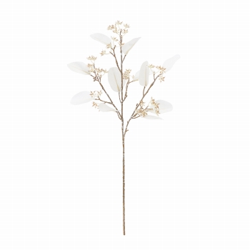 MAGIQ　フォイルユーカリスプレー　ホワイト　アーティフィシャルフラワー　造花　FX003907　ユーカリ（葉の長さ 約6×長さ 約55cm / ホワイト）