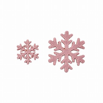 ベルベスノーパーツ　ピンク　12コ入　クリスマス　デコレーションパーツ　雪の結晶　XO000107-002（ピンク）