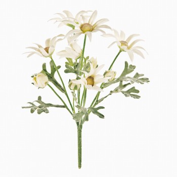 MAGIQ　フランネルブッシュ　ホワイト　アーティフィシャルフラワー　造花　FM008776　デイジー（花径 約7×全長 約25×幅 約15cm / ホワイト）