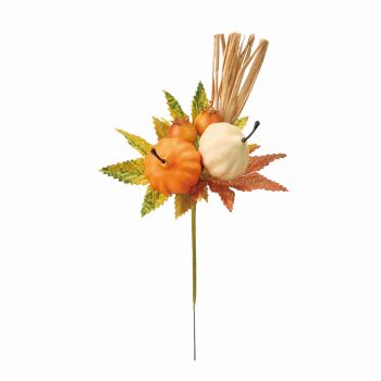 ニュアンスパンプキンピック　アーティフィシャルフラワー　造花　4本入　かぼちゃ　ハロウィン　HW008620（長さ 約18×幅 約9cm）