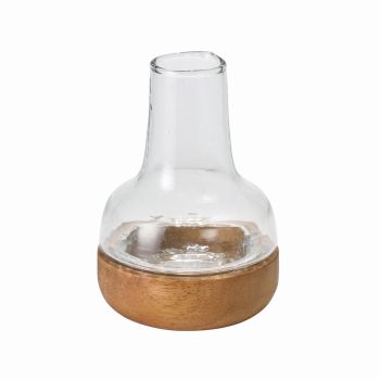 シナリー　ウッド＆ガラスベース　チムニーS　花瓶　花器　ベース　KM922806（直径 約8.5×13cm）