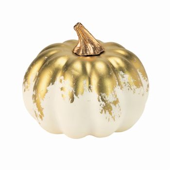 パンプキンS　ゴールドブラッシュ　ハロウィン　2コ入　かぼちゃの置物　デコレーション素材　HW000330（直径 約9.5×高さ 約8.5cm / ゴールドブラッシュ）