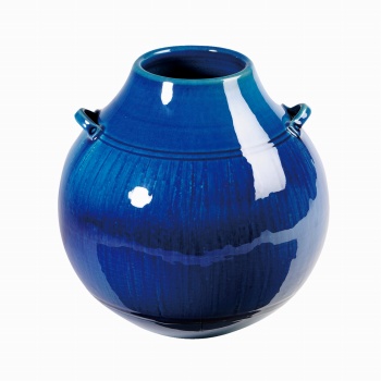 瑠璃楽花瓶　花器　陶器　信楽焼　YK902019（幅 約20×高さ 約21cm）